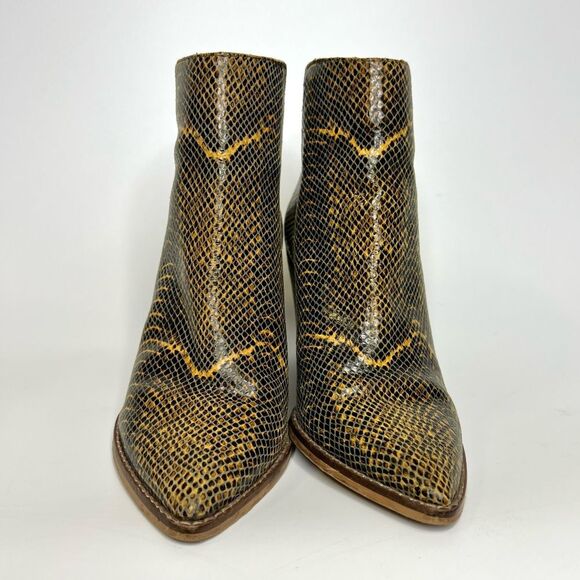 Lucky Brand Adalan Leather Ankle Booties Natural Brazino Snake 7 - Picture 4 of 15